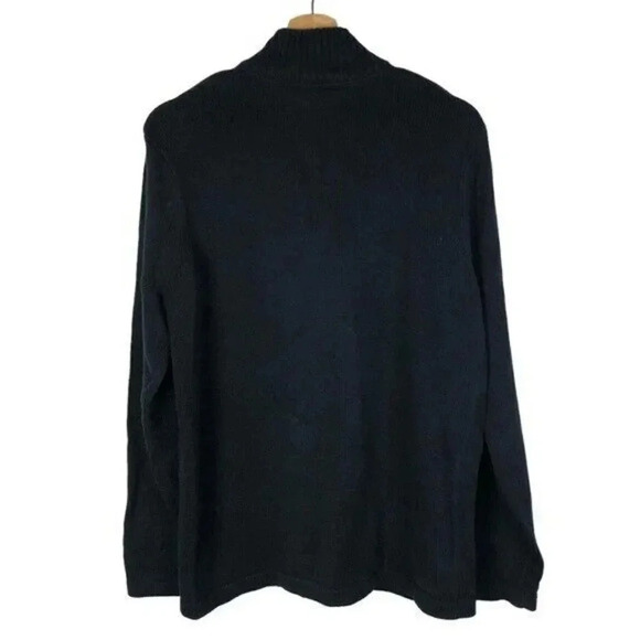 Eddie Bauer Navy Blue Stripe Pullover Quarter Zip Sweater S - Picture 2 of 4